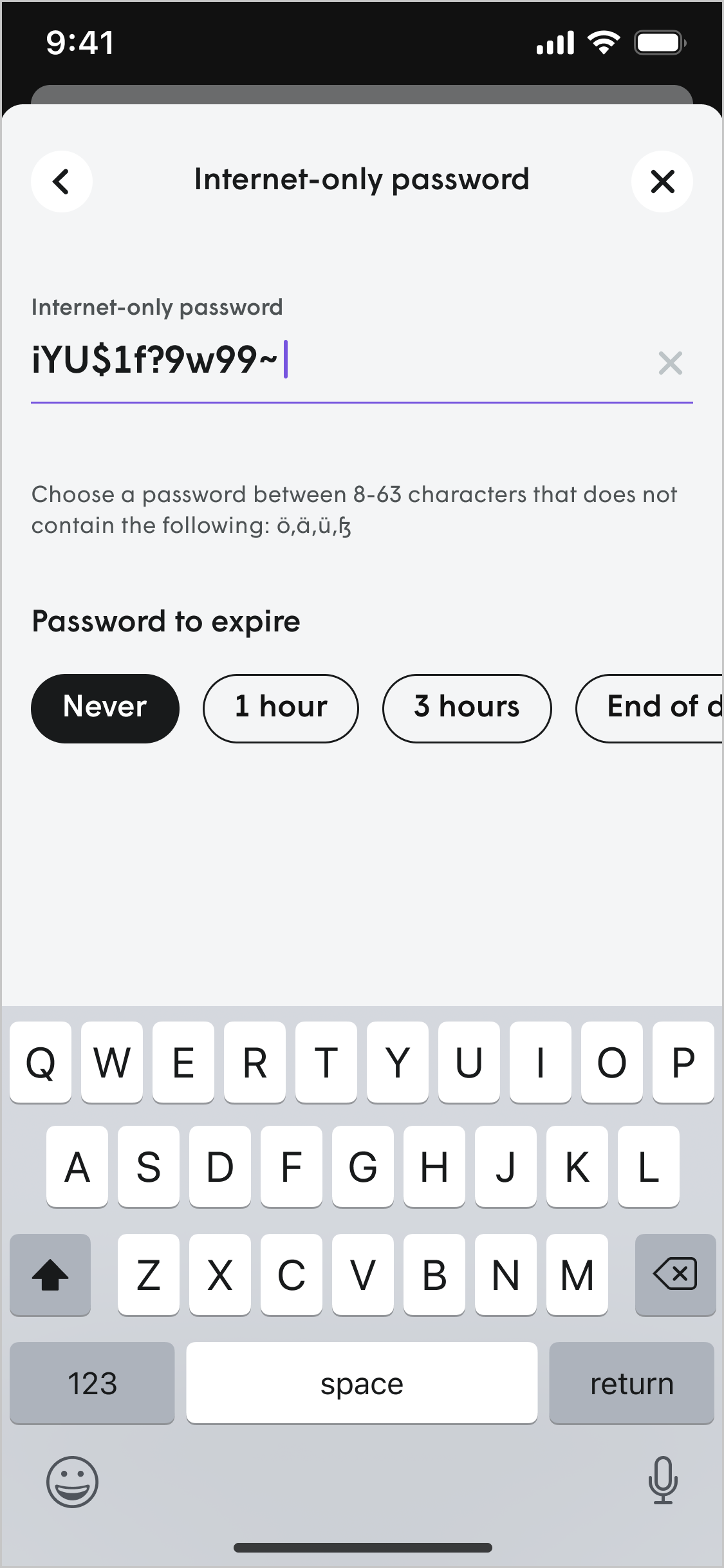 Create a new password for Internet Only
