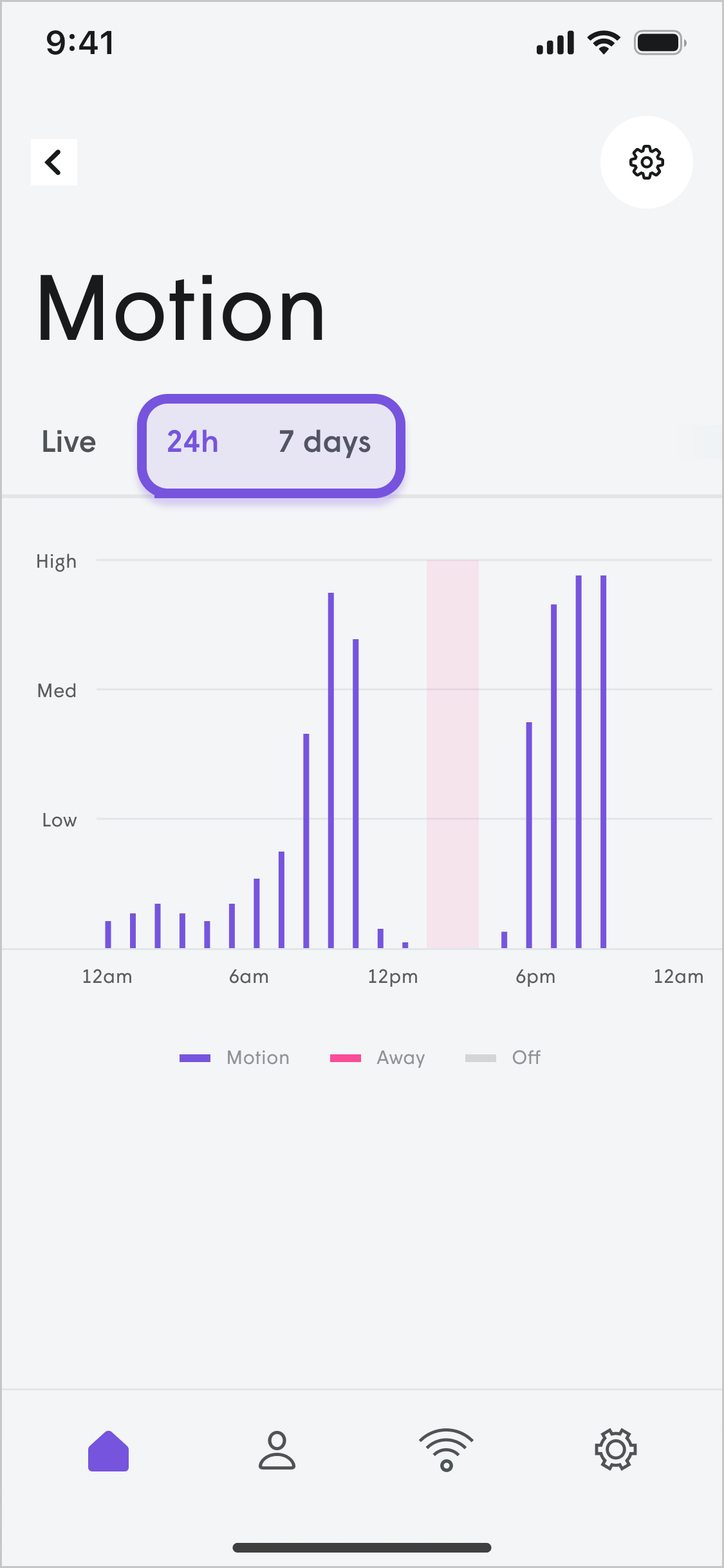 How do I access my home's motion history?