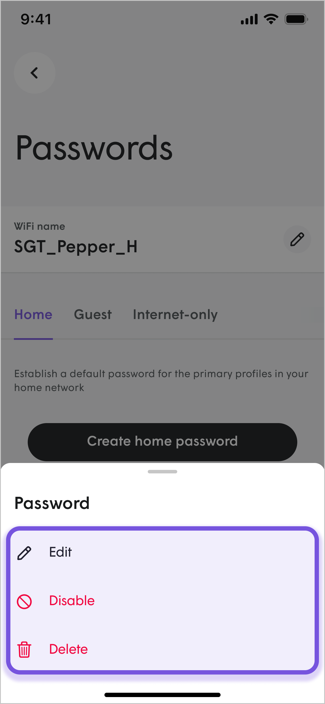 How do I disable or change a WiFi password?