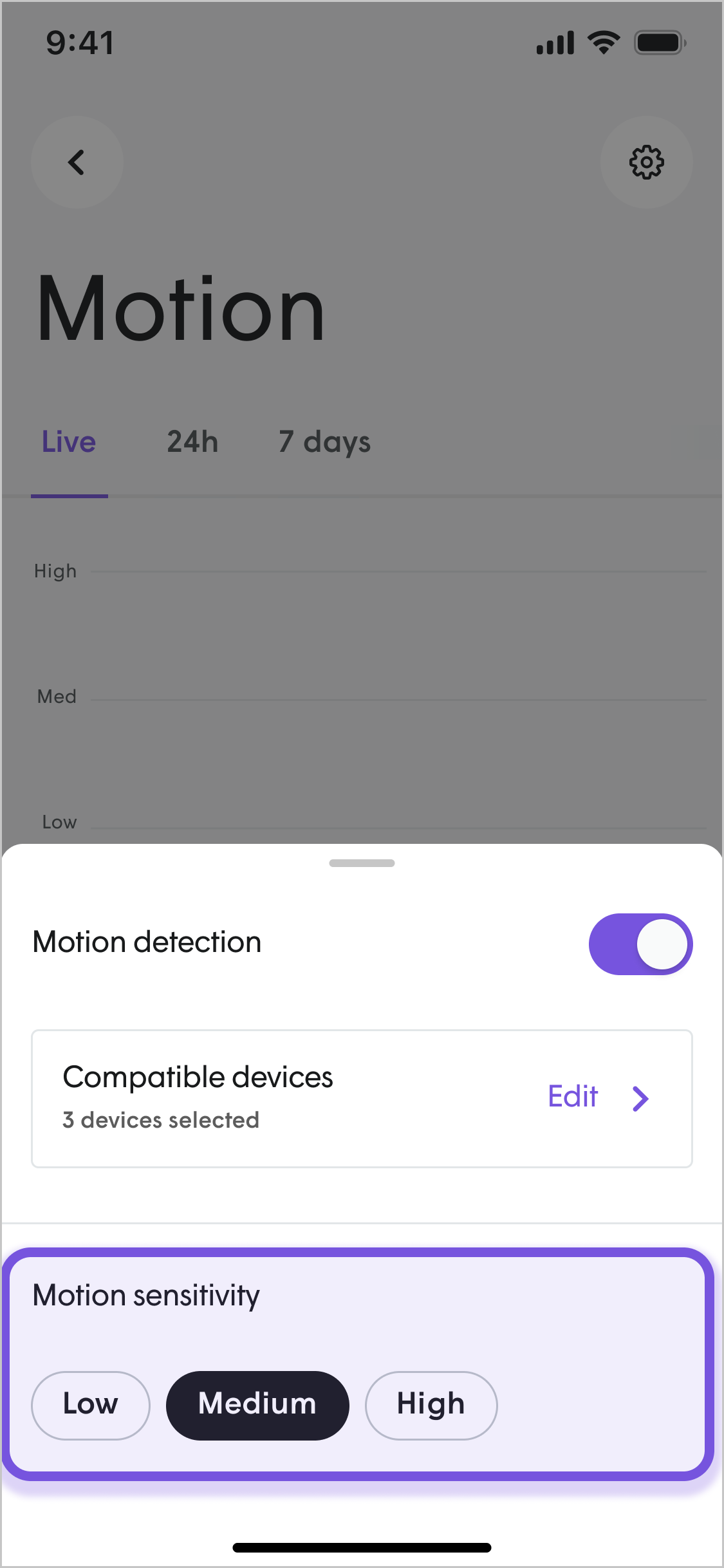 How to adjust motion sensitivity