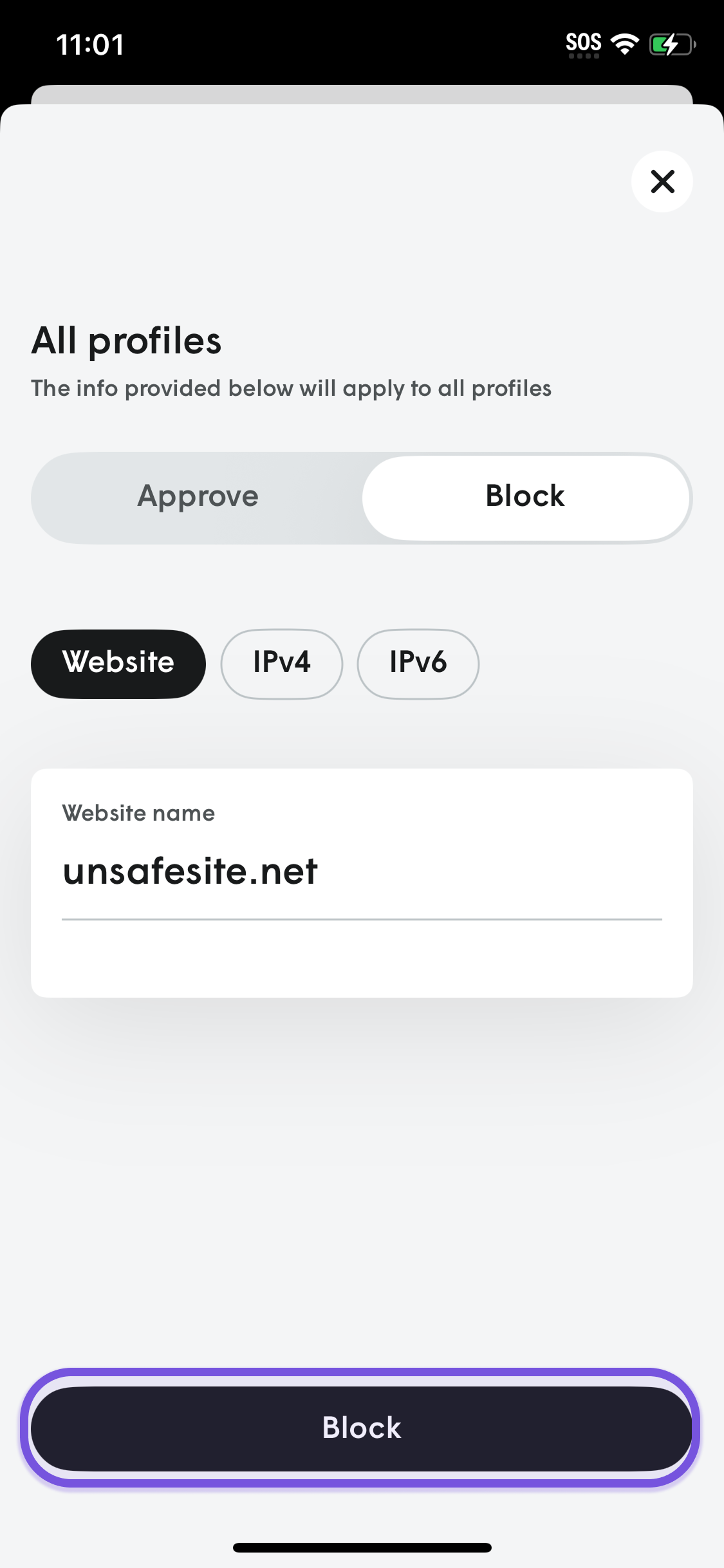 How do I block a website or IP address?