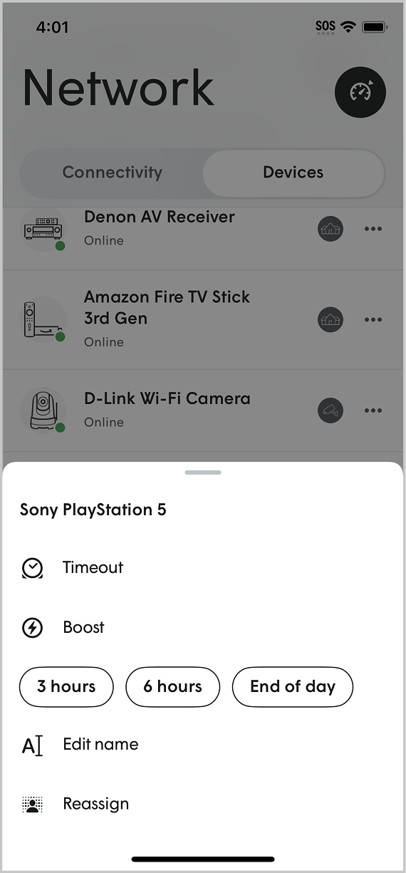 Device quick actions