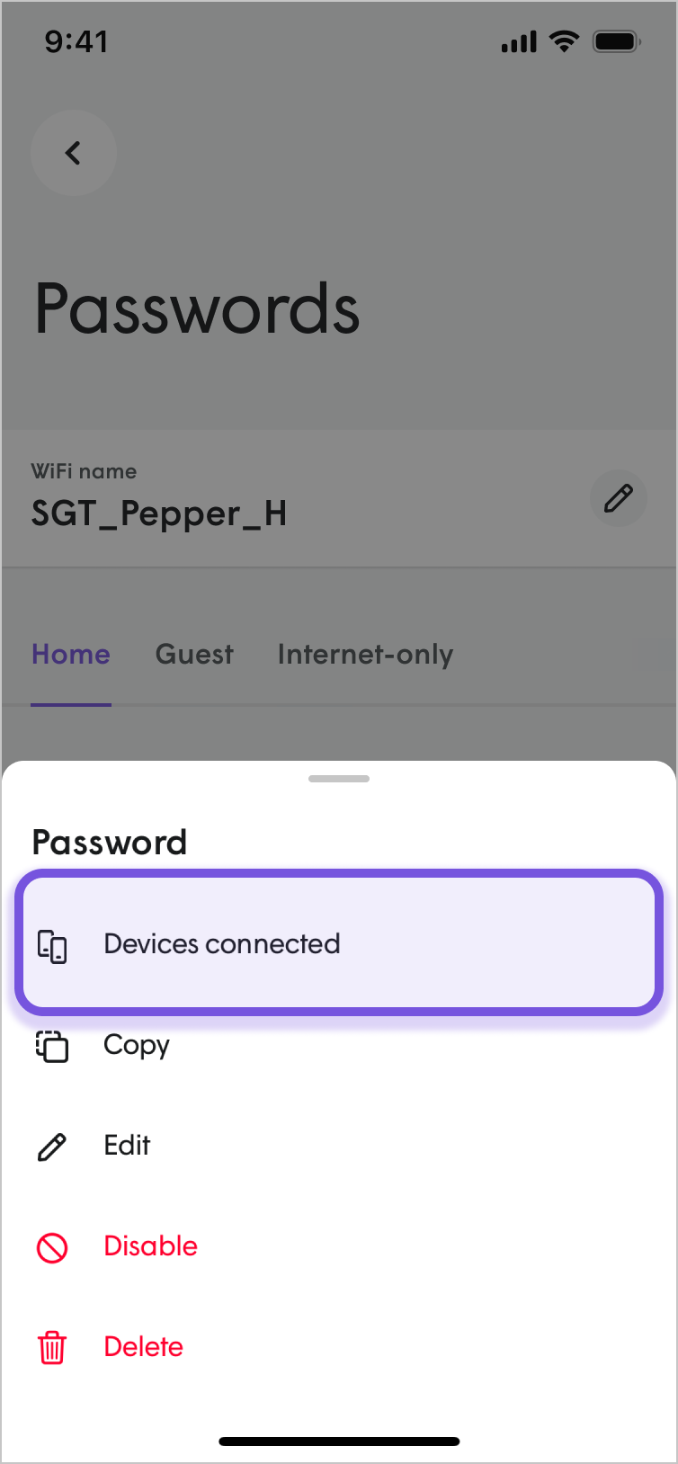 Viewing the WiFi password used by a device