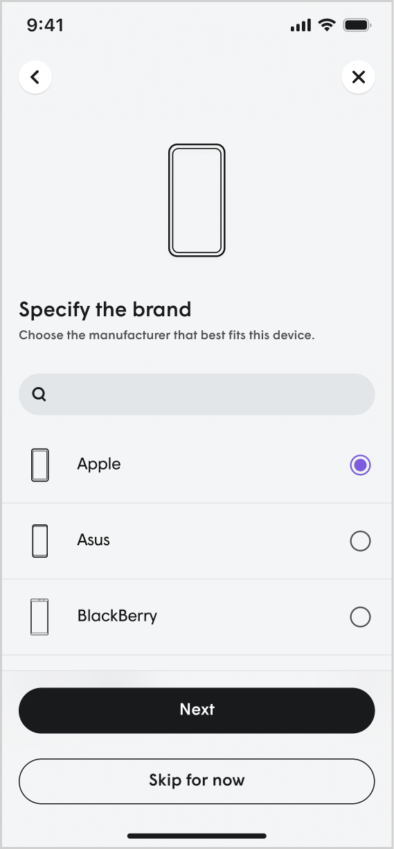 Updating the device type and icon